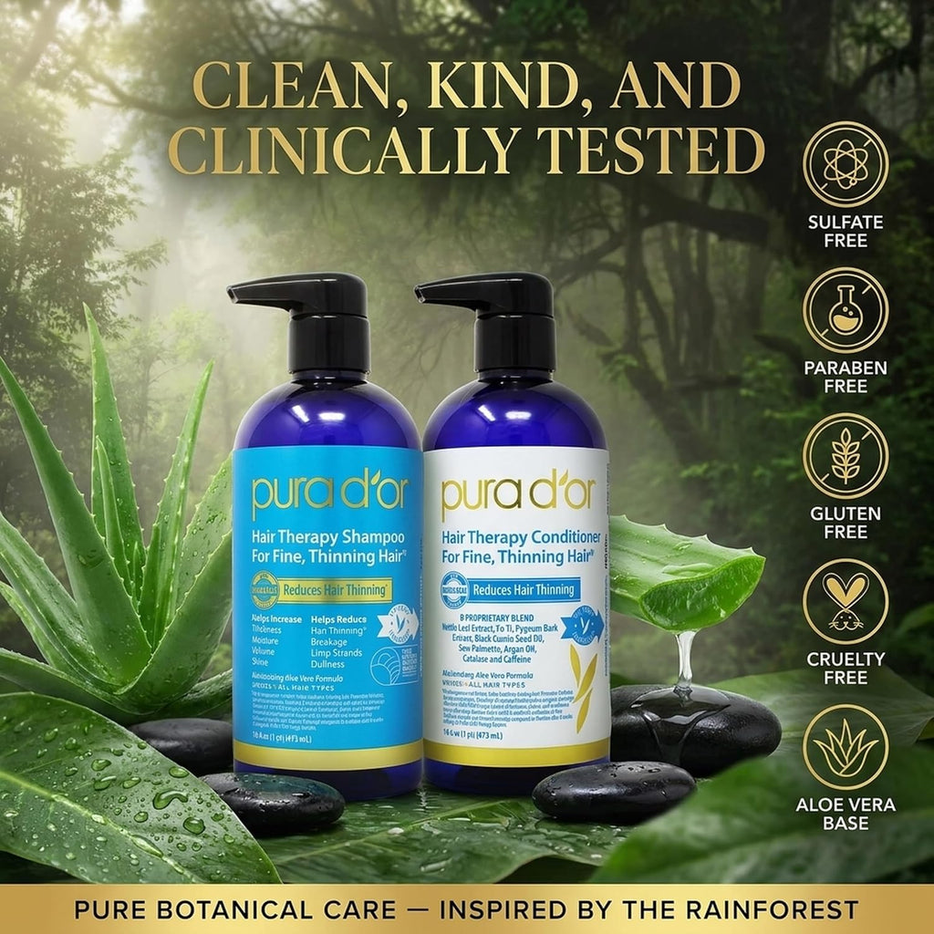 PURA D'OR Juego de champú y acondicionador de biotina para tera...