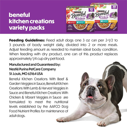 Purina Beneful - Paquete variado de alimentos húmedos para perros,...