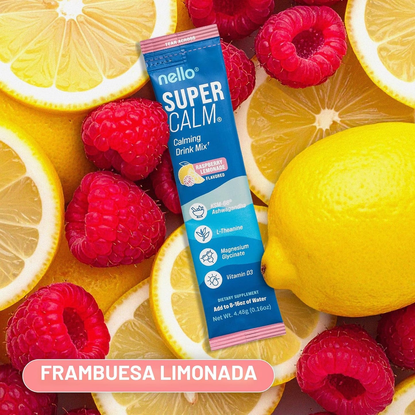 Nello Supercalm - Mezcla de bebida en polvo, reductor de cortisol y...