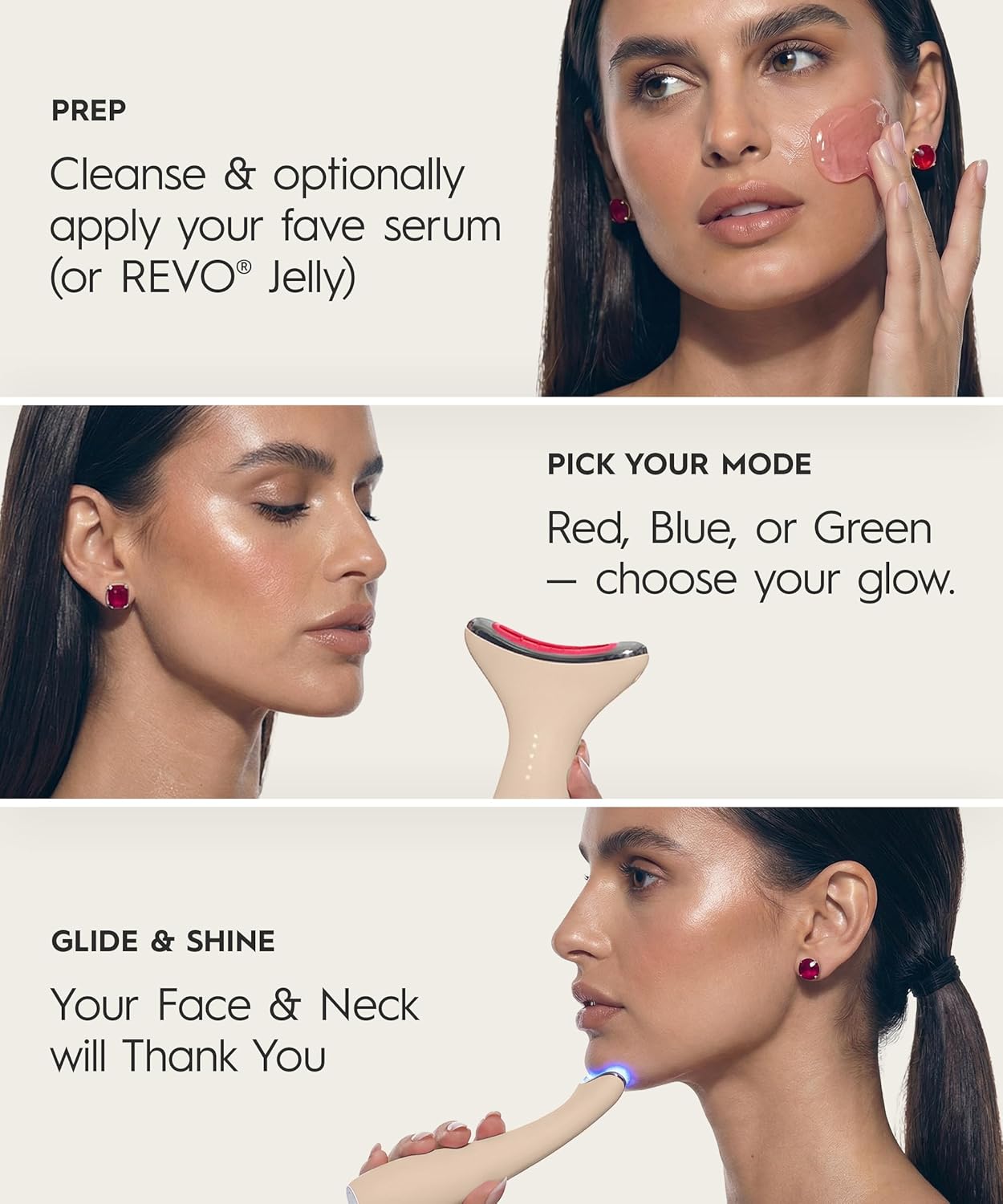 REVO Genie - Masajeador de belleza facial y cuello 3 en 1 con calor...