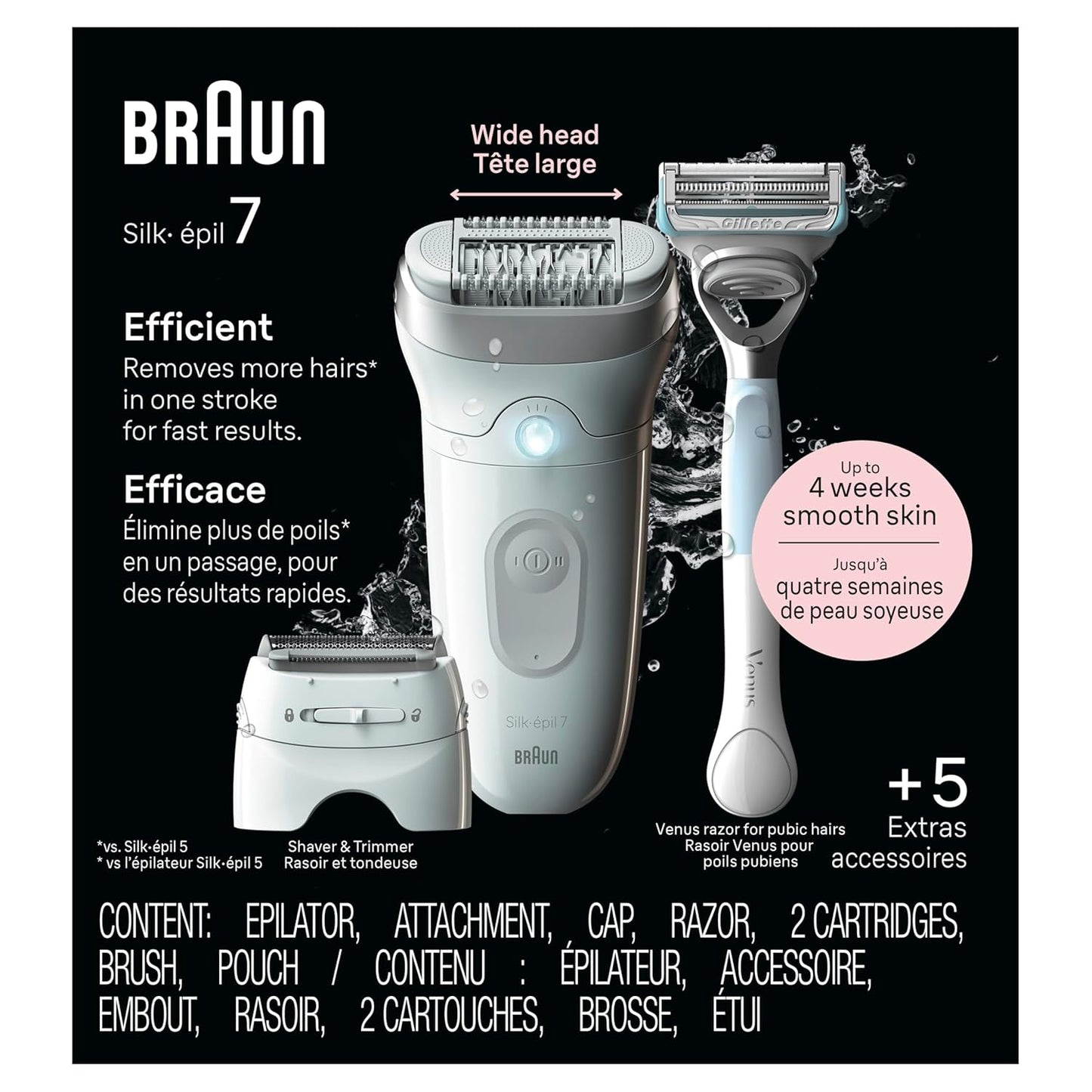 Braun Depiladora Silk-épil 7, húmeda y seca, cabeza ancha, incluye...