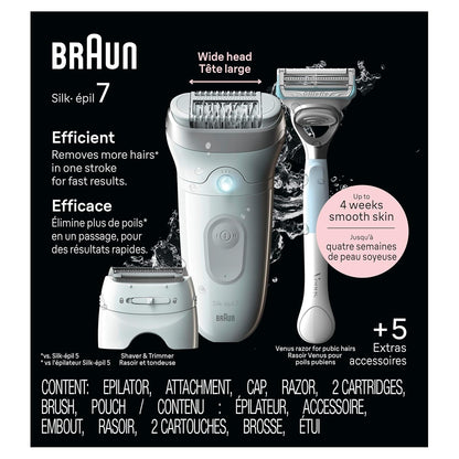 Braun Depiladora Silk-épil 7, húmeda y seca, cabeza ancha, incluye...