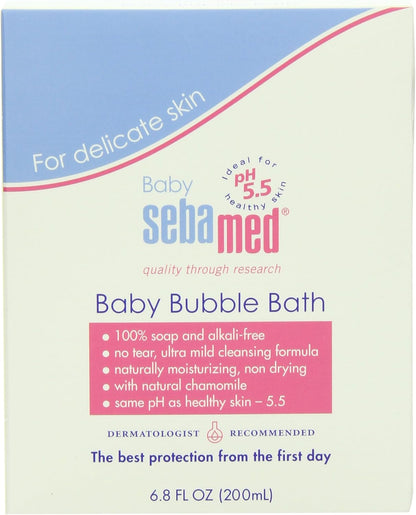 Sebamed Baño de burbujas para bebés, 6.8 onzas líquidas, lo mejor para la piel sensible del bebé, eczema, psoriasis