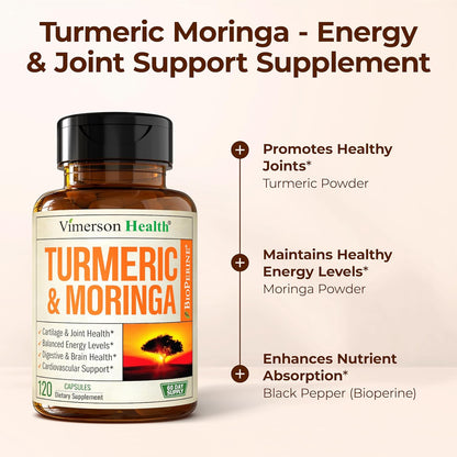Moringa Turmeric Curcumin Supplement for Joint Health, Gut Health,...