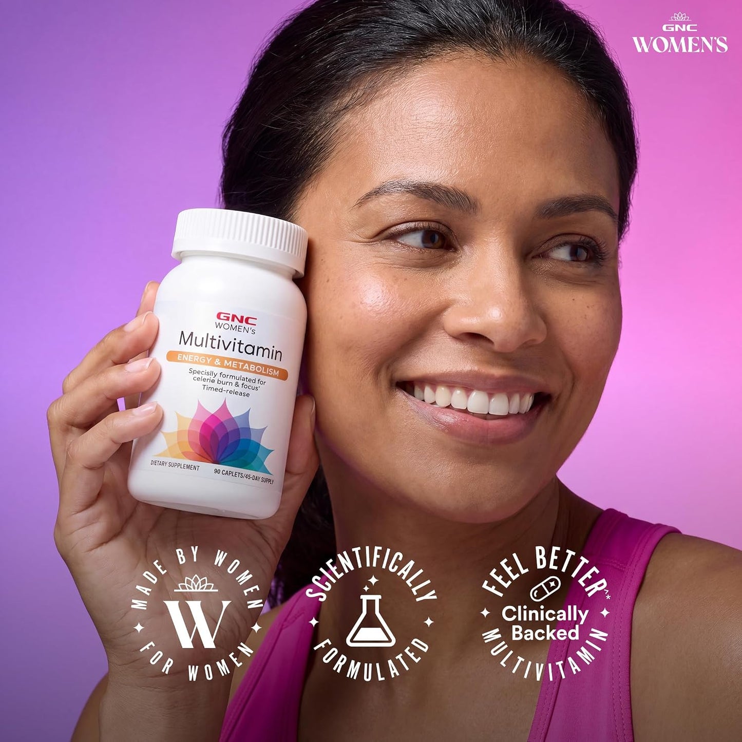 GNC Multivitamínico de energía y metabolismo para mujeres, para con...