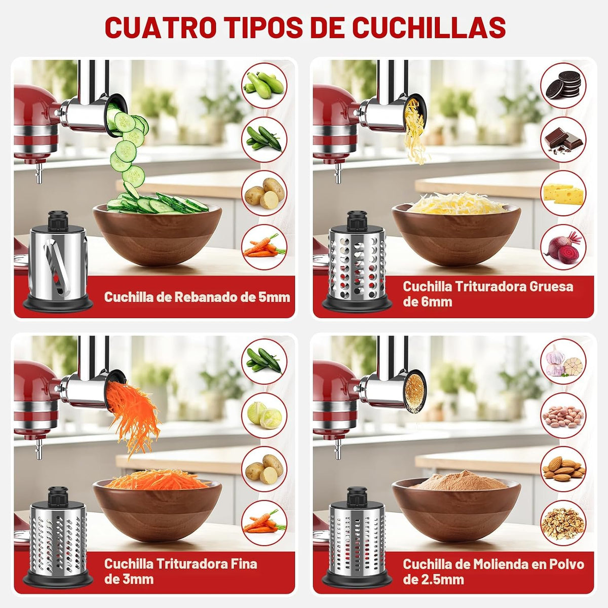 Picadora de carne y accesorio de trituradora de acero inoxidable pa...