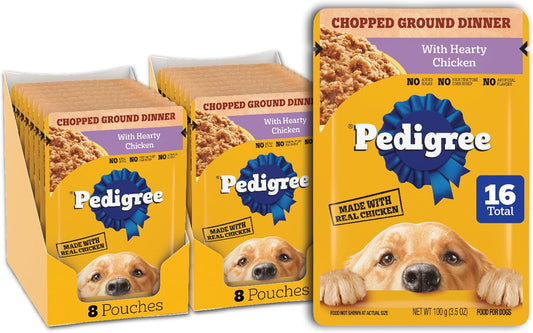 Pedigree Cena molida para perros adultos con pollo sustancioso, com...