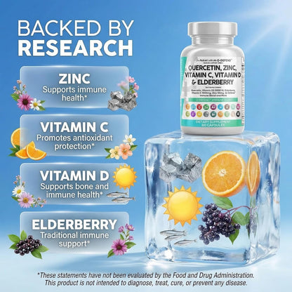 Suplemento de quercetina Q Defend con zinc, vitamina C, vitamina D,...