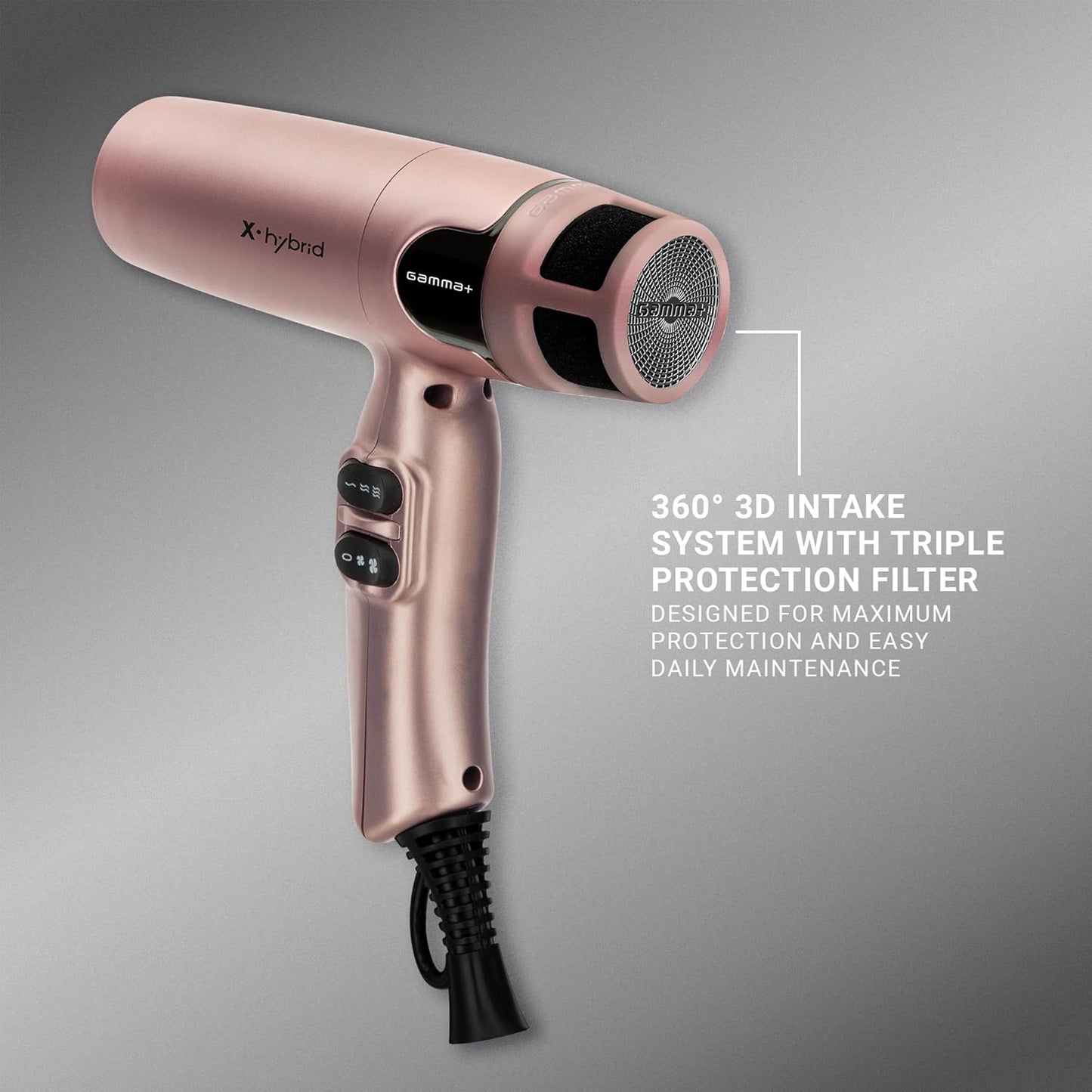 GAMMA+ Secador de pelo profesional híbrido ligero, tecnología iónic...