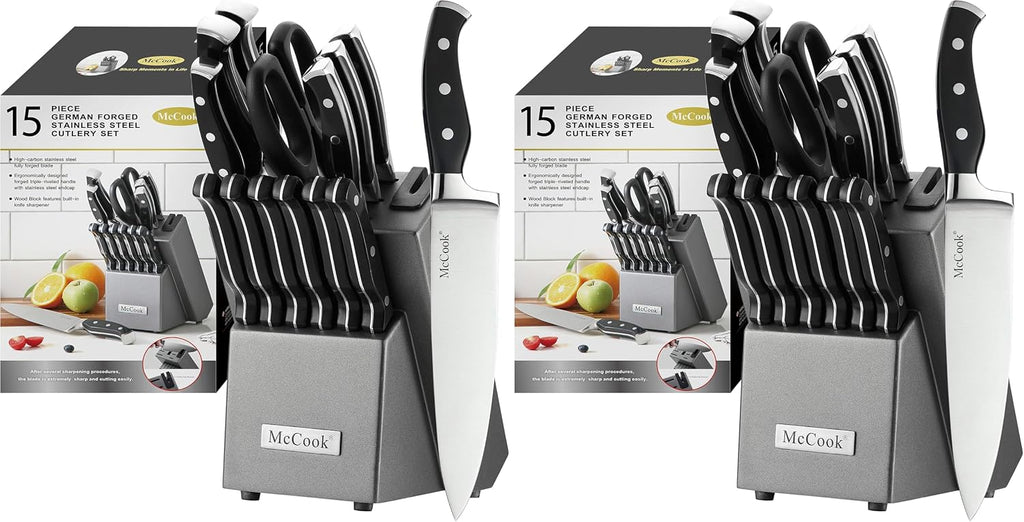 McCook® Juego de cuchillos de acero inoxidable alemán con afilador...