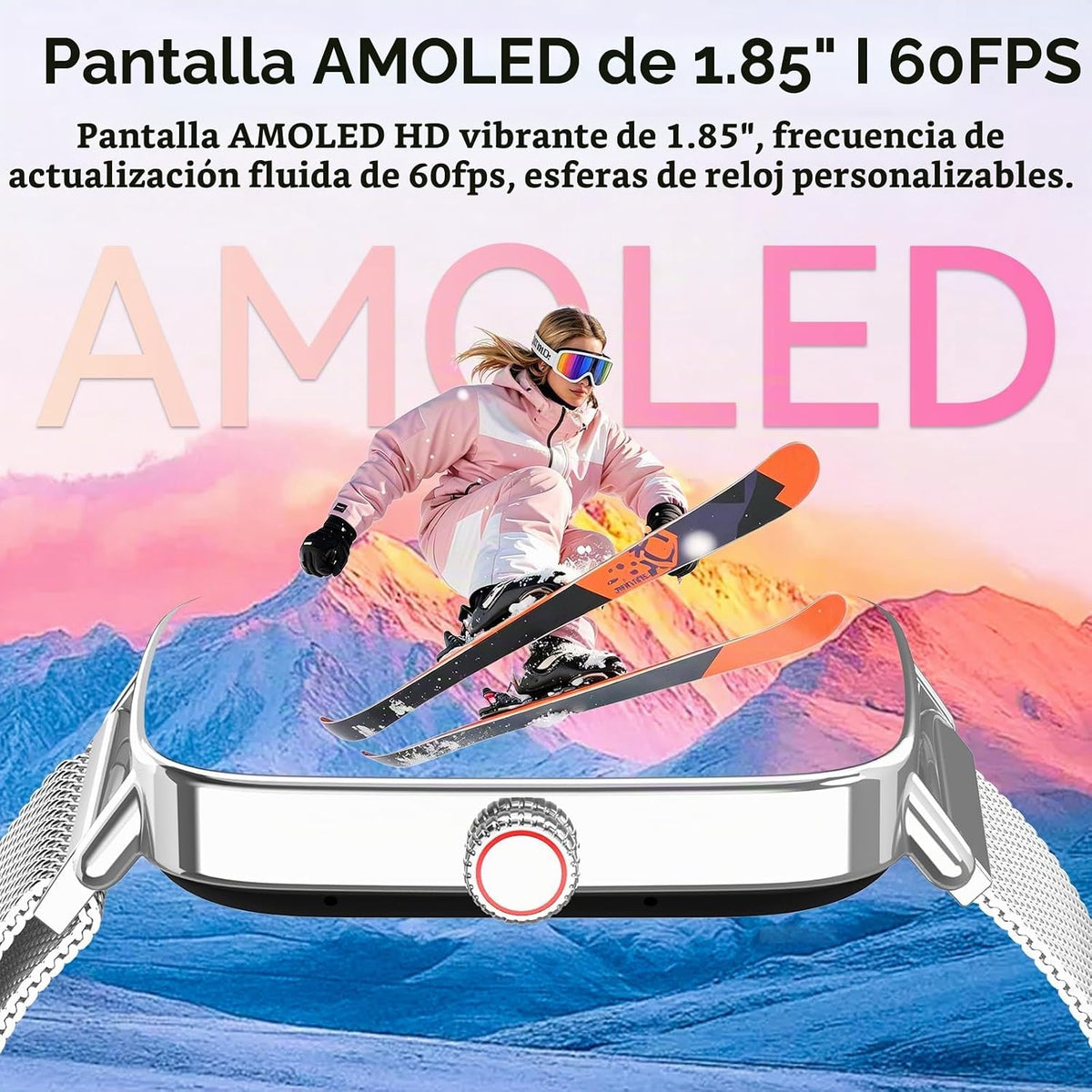 Tensky Reloj inteligente para mujer, 1.85 pulgadas HD AMOLED Fitnes...