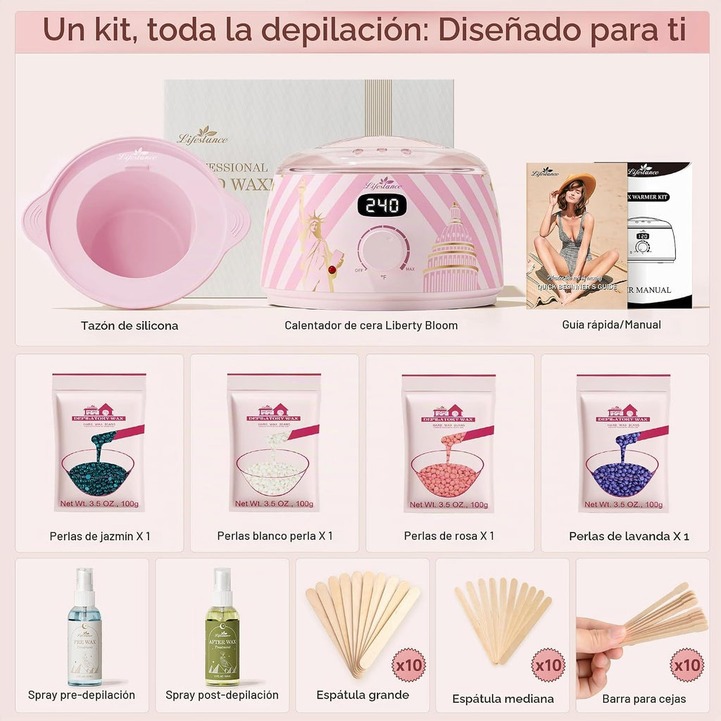 Lifestance Kit de depilación para mujeres y hombres - Calentador di...