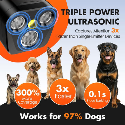 YUYQA Dispositivo disuasorio de ladridos de perro, 3 veces ultrasón...