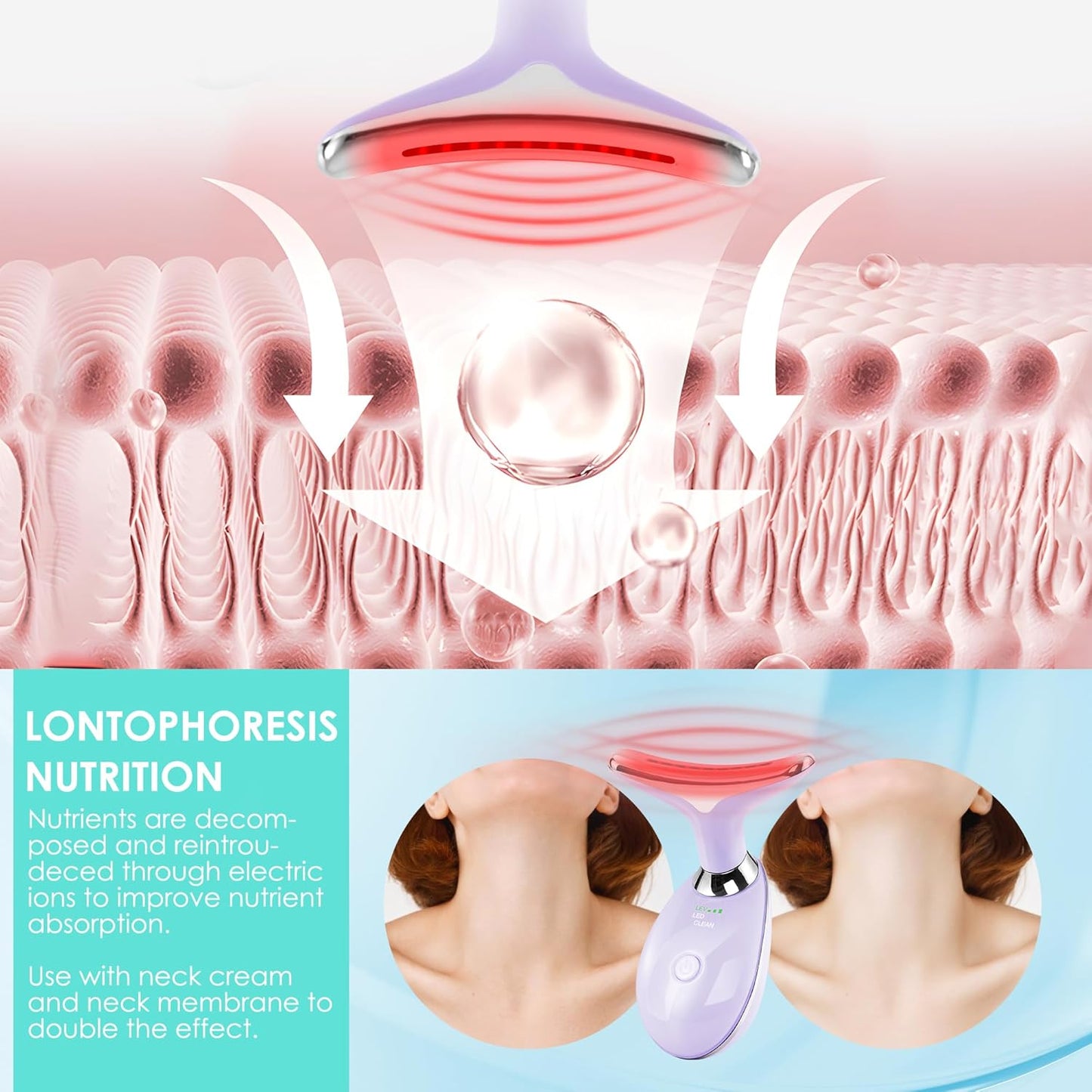 Masajeador Facial de Terapia de Luz Roja para Cara y Cuello, Vara d...