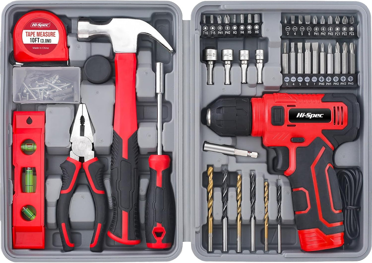 Hi-Spec Juego de taladro inalámbrico de 8 V y kit de herramientas d...
