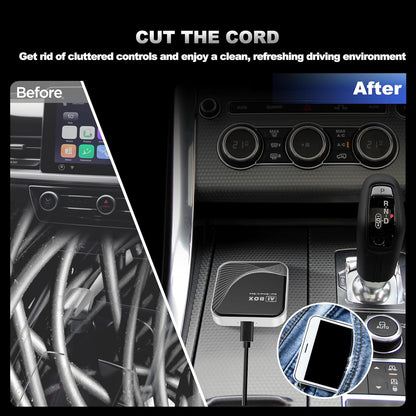 Adaptador Inalámbrico CarPlay y Android Auto 3 en 1, Plug & Play, Configuración Fácil, Compatible con Netflix, YouTube, Tarjeta TF y Más para Automóviles con CarPlay/Android Auto Cableado