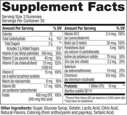 OLLY Gomitas Multivitamínicas Multi + Probióticas para Adultos, 1 m...