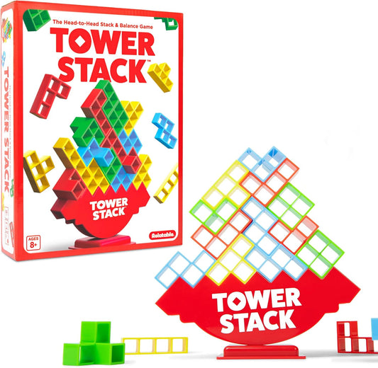 Torre de Apilar de Relatable, Emocionante Juego de Torre para Niños y Adultos, Juego Nocturno Familiar, Divertidos Juguetes de Apilamiento y Construcción, Incluye 36 Tarjetas, 24 Bloques, 1 Cuerpo de