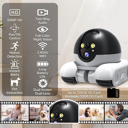 Cámara OROMVO para mascotas, cámara de seguridad de 1080p para el h...
