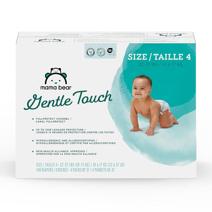 Marca Amazon - Pañales de felpa Mama Bear, toque suave, talla 4, 14...