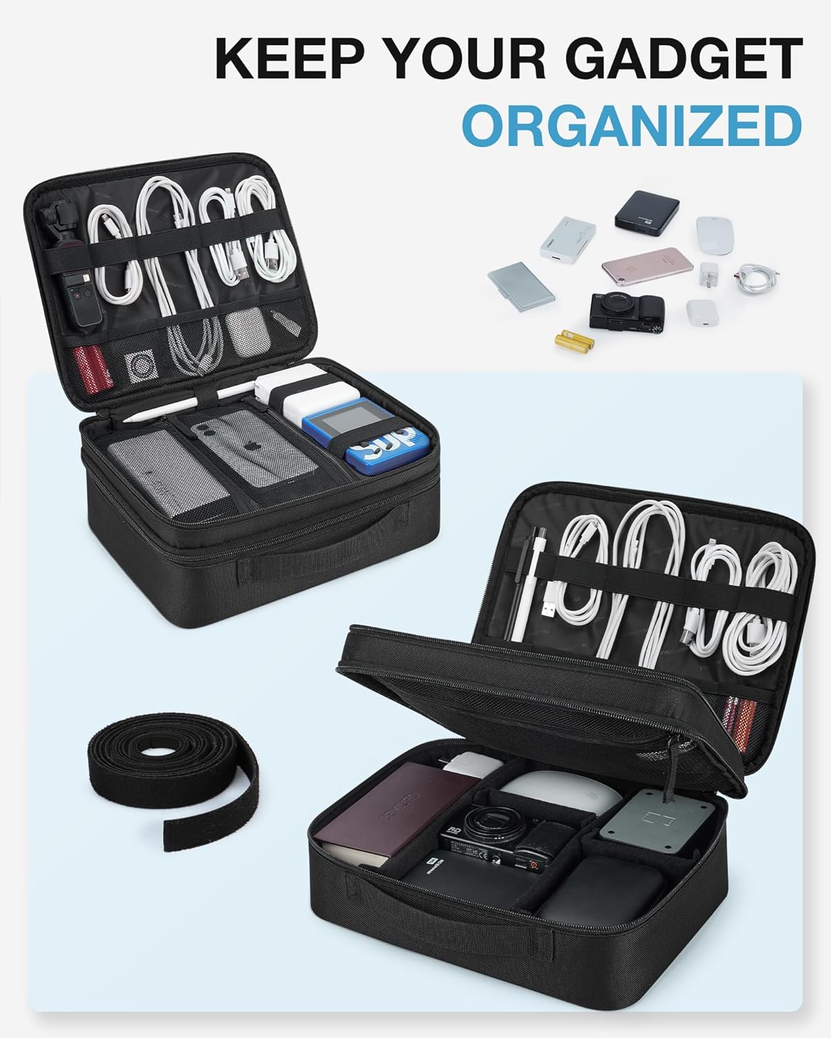BAGSMART Bolsa organizadora de cables, organizador de artículos ele...