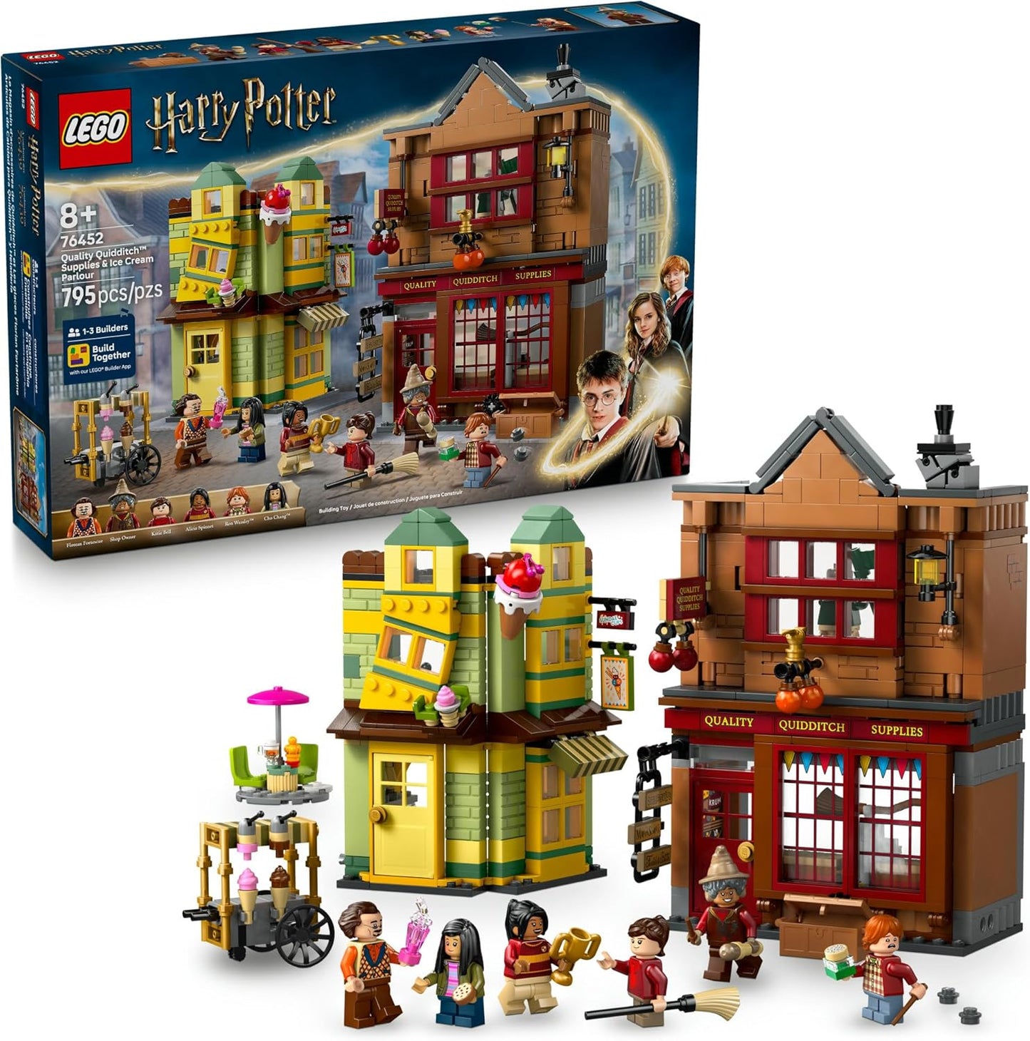 LEGO Harry Potter Suministros de Quidditch de Calidad y Heladería - Juguete para Niños - Set de Construcción del Callejón Diagon para Niños y Niñas de 8+ - Coleccionable de Harry Potter - Idea de