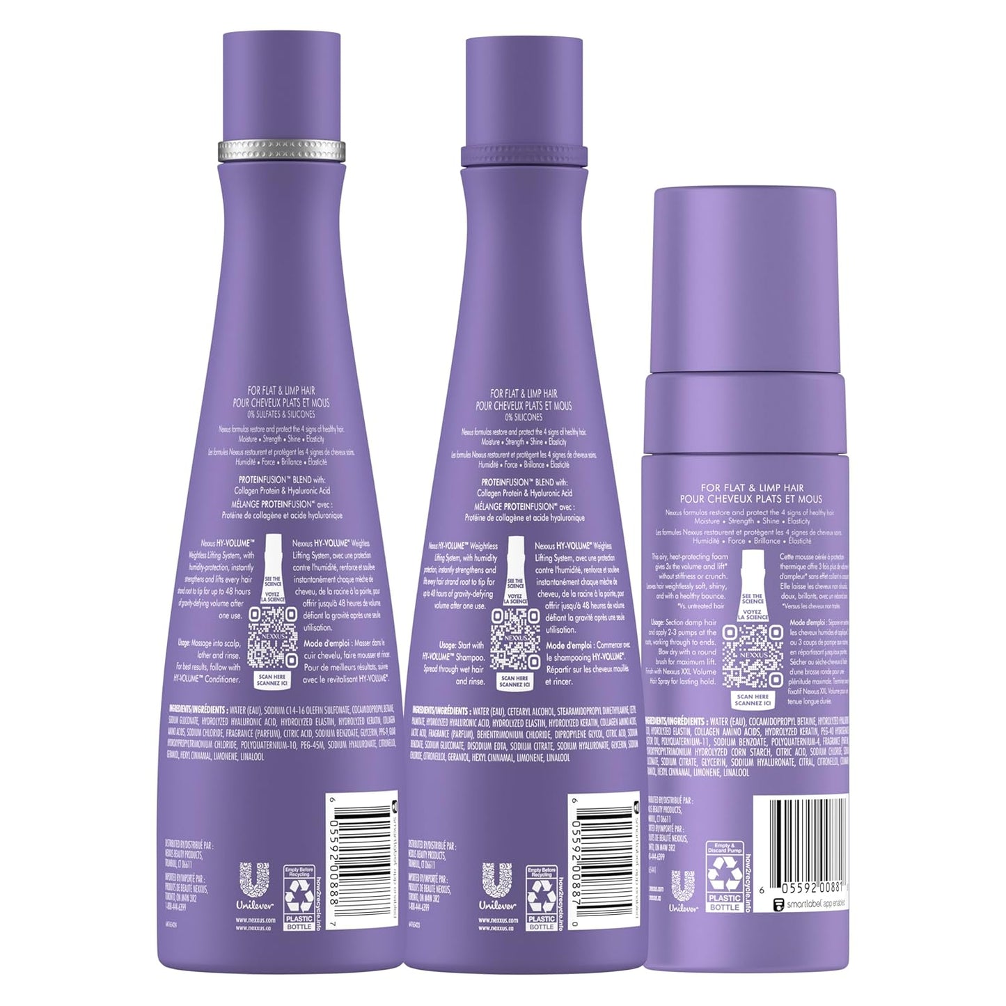 Nexxus HY-VOLUME Champú, Acondicionador y Espuma de Volumen Sin Pes...