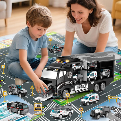YunWings Juego de Coches de Policía para Niños Pequeños: Camión de...