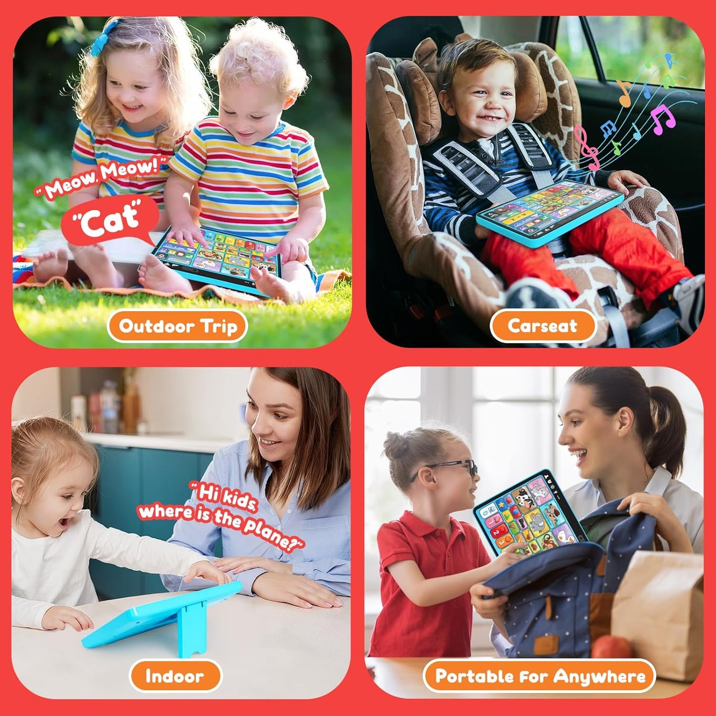 Tableta de Juguete de Aprendizaje Trilingüe con Música y Sonido, Juguetes de Terapia Musical del Habla Montessori, Regalos para Niño, Niña, Bebé, Niños Pequeños, para Edad 1, 2, 3 Años (12-18