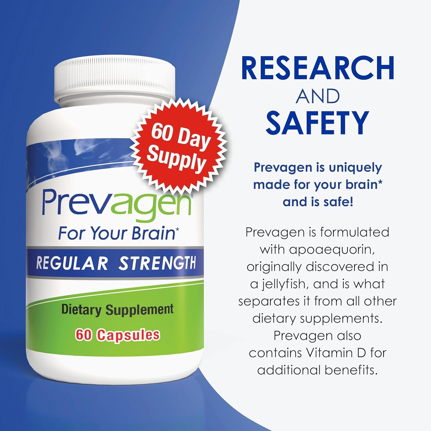 Prevagen Regular Strength - 60 cápsulas (suministro para 2 meses) |...