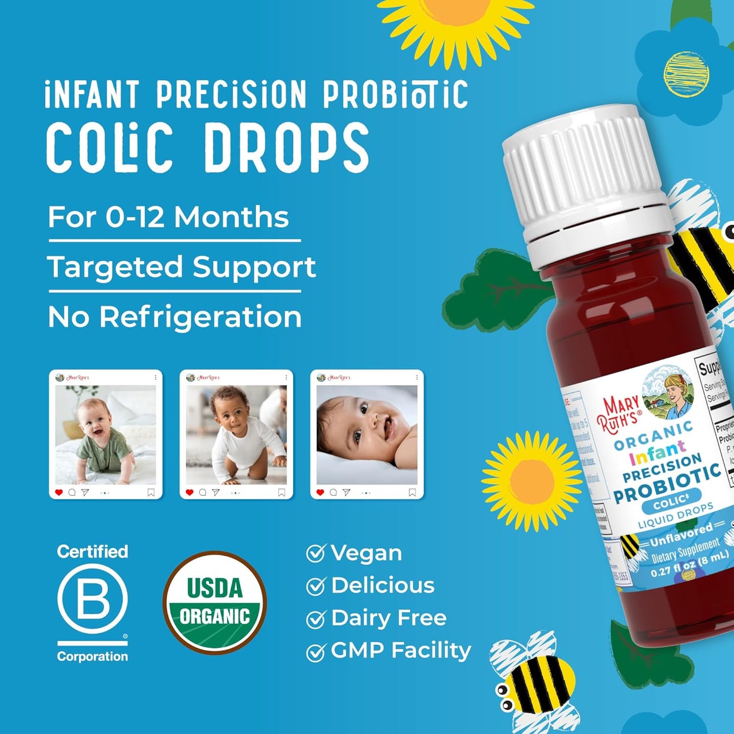 MaryRuth Organics Gotas probióticas para bebés | Probióticos líquid...