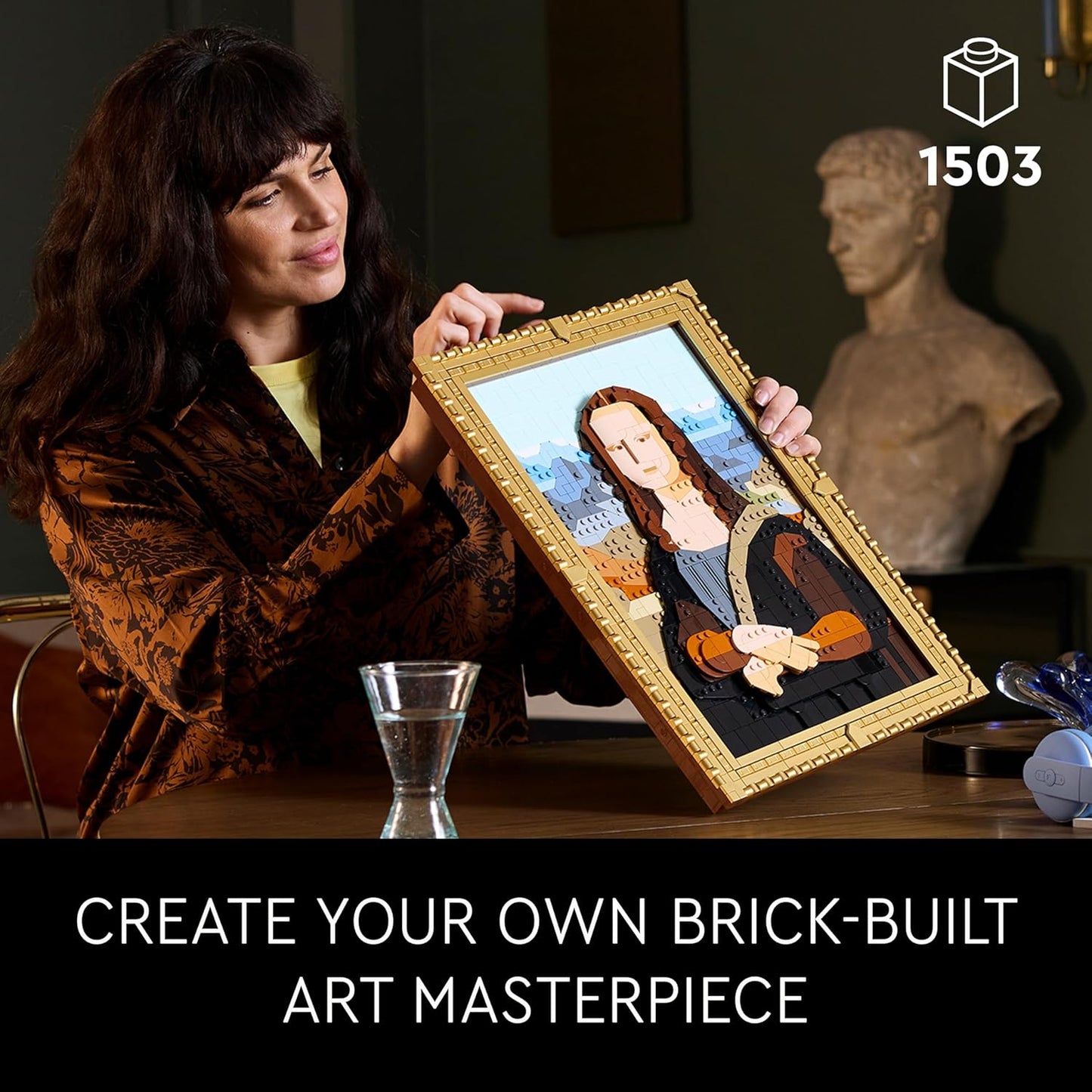 Set de Construcción de Arte LEGO Mona Lisa - Exhibición de Pared de Leonardo da Vinci, Edades 18+ - Manualidades DIY para Hombres, Mujeres - Ideal para Amantes de Rompecabezas y Arte - Idea de Regalo