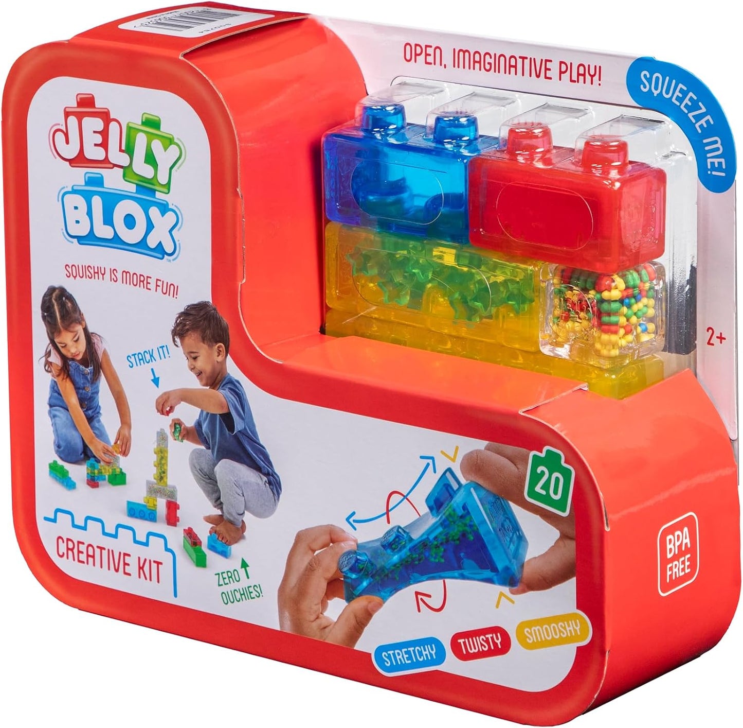 Kit creativo de bloques de gelatina Goliath Jelly Blox | Incluye 20 bloques | Bloques de construcción para niños pequeños y preescolares que los niños pueden apretar, estirar y aplastar | Acreditado