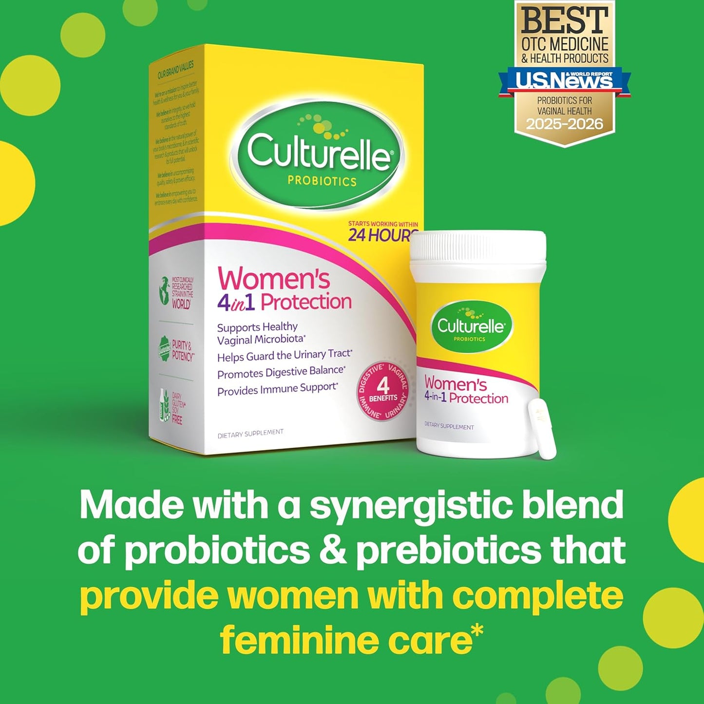 Culturelle Suplementos probióticos diarios 4 en 1 para mujeres \u20...