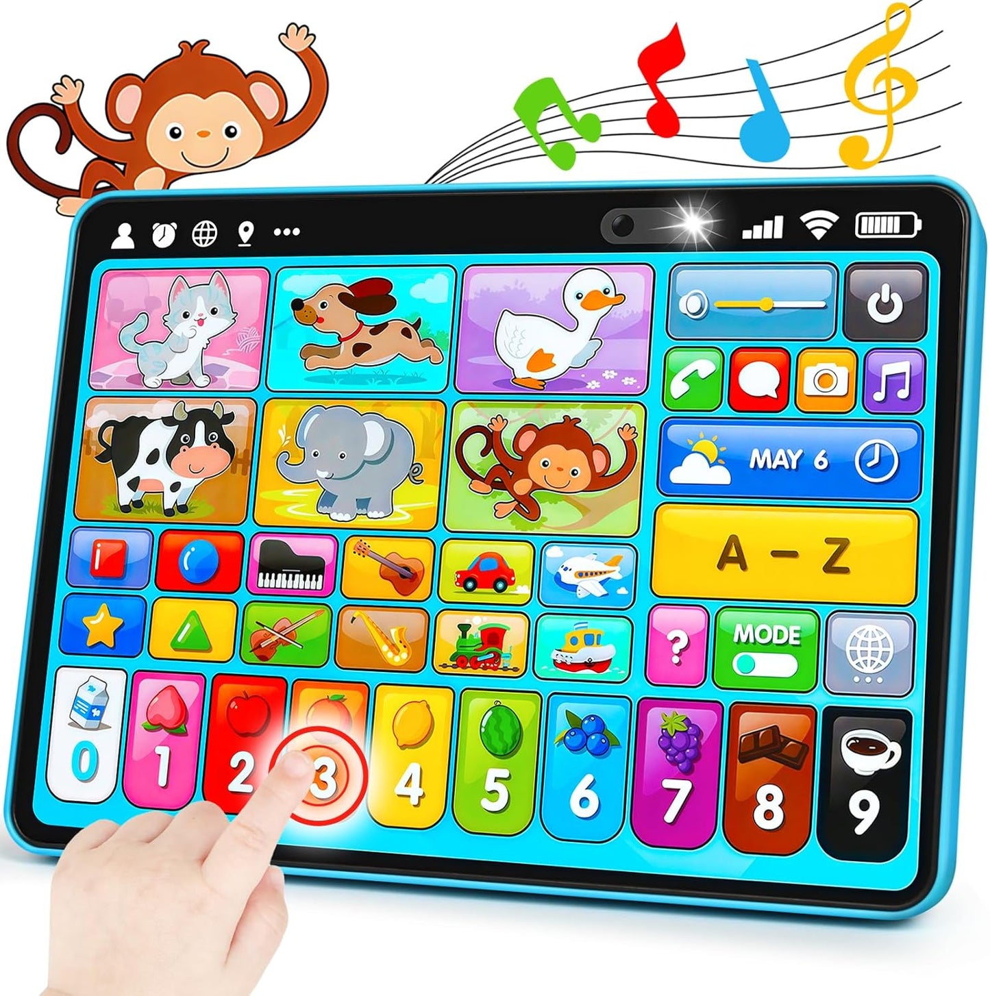 Tableta de Juguete de Aprendizaje Trilingüe con Música y Sonido, Juguetes de Terapia Musical del Habla Montessori, Regalos para Niño, Niña, Bebé, Niños Pequeños, para Edad 1, 2, 3 Años (12-18
