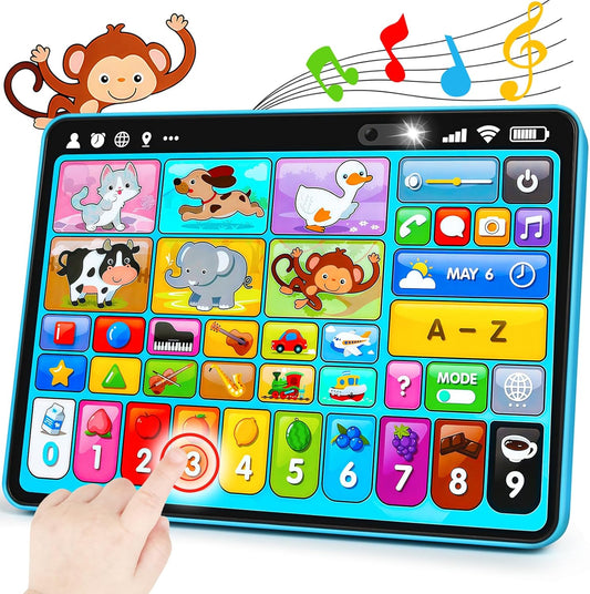 Tableta de Juguete de Aprendizaje Trilingüe con Música y Sonido, Juguetes de Terapia Musical del Habla Montessori, Regalos para Niño, Niña, Bebé, Niños Pequeños, para Edad 1, 2, 3 Años (12-18