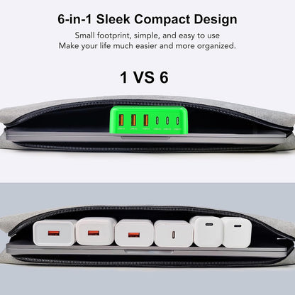 Cargador rápido USB C, 100W GaN estación de carga de 6 puertos tipo...