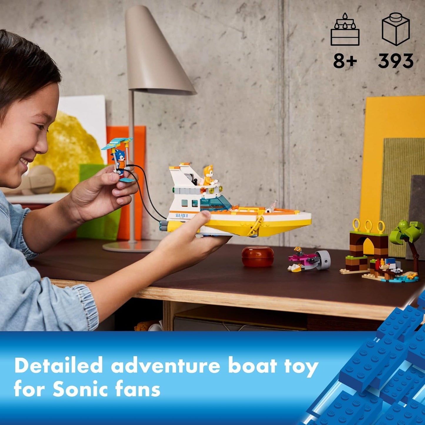 LEGO Sonic The Hedgehog: Tails' Adventure Boat Juego de Construcción de Juguete Interactivo, Juguete de Videojuego con Personajes de Sonic y Esquís Acuáticos, Regalo para Jugadores para Niños y Niñas