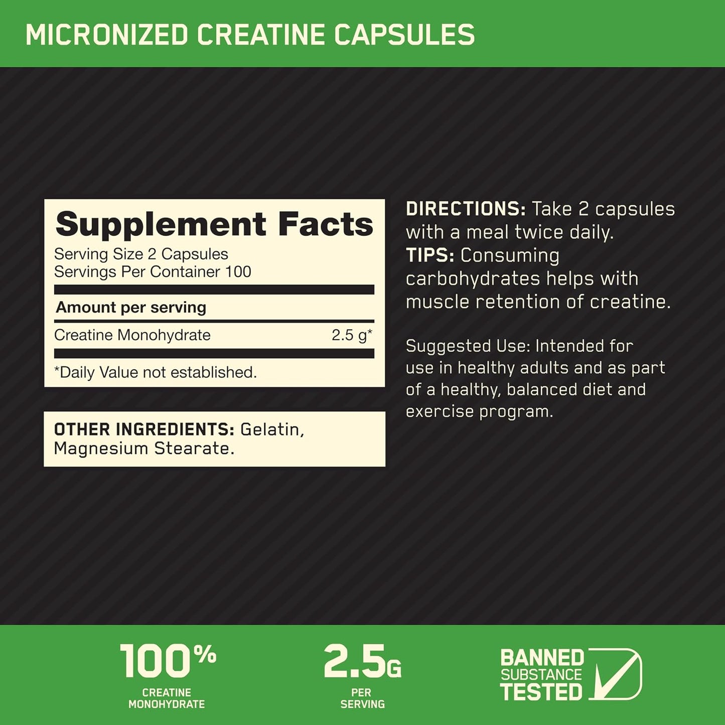 Optimum Nutrition Cápsulas de monohidrato de creatina micronizada,...
