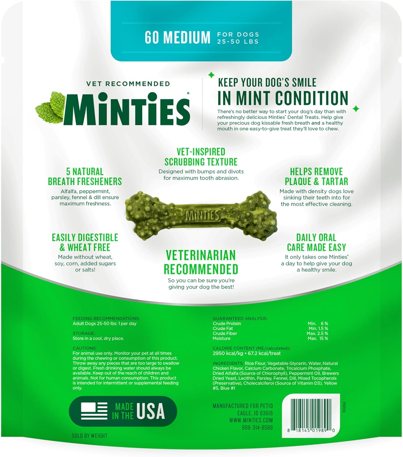 Minties - Masticables dentales para perros medianos, recomendados p...