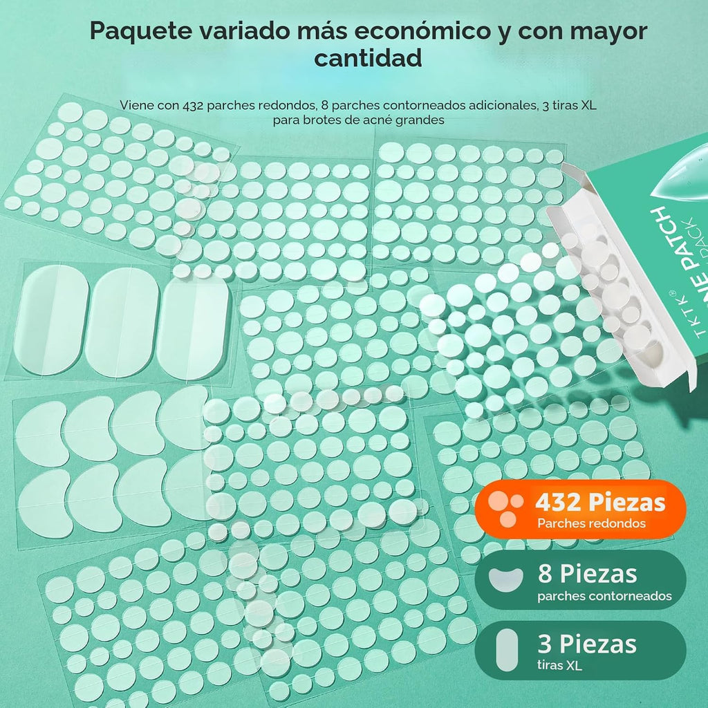 TKTK 443 parches de espinillas para cara, parche hidrocoloide para...