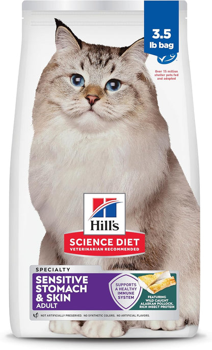 Hill's Science Diet Alimento seco para gatos adultos sensible p...