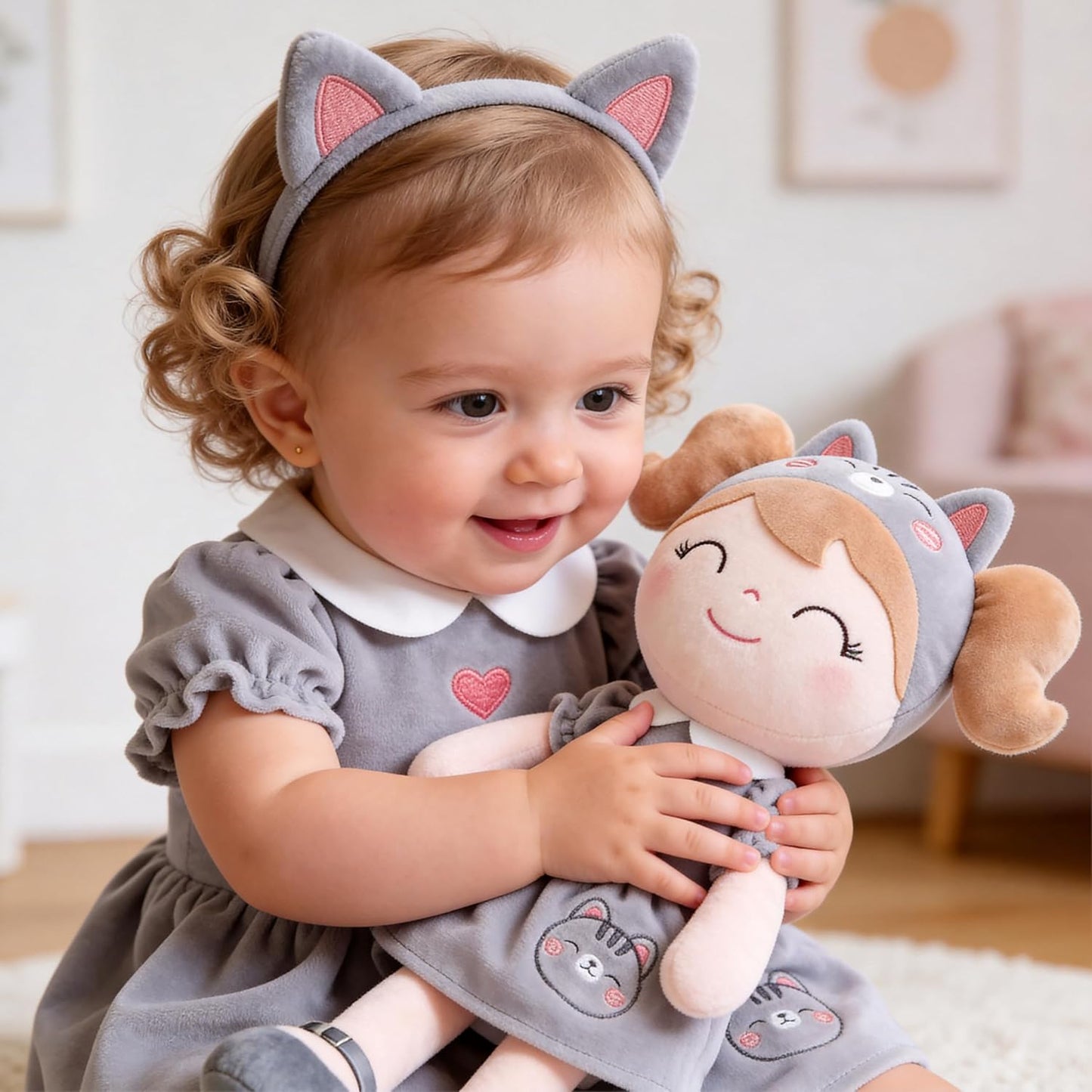 Gloveleya Muñeca bebé niña regalos de peluche suave para gatos (12...