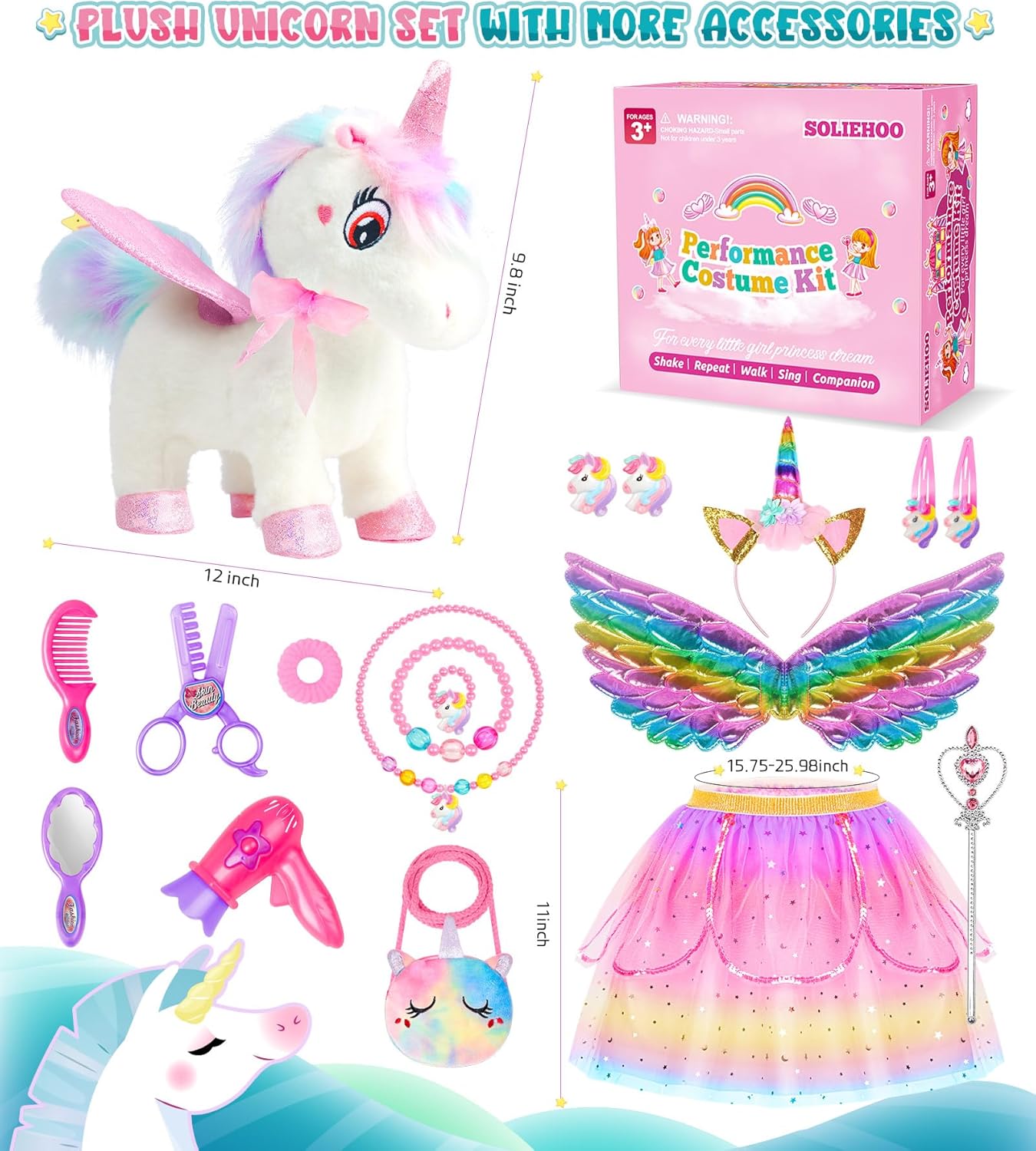 Juguetes de unicornio para niñas de 4 a 6 años, regalos de unicornio, juguete interactivo que camina, habla, canta, peluche de unicornio con control remoto para el cuidado de mascotas