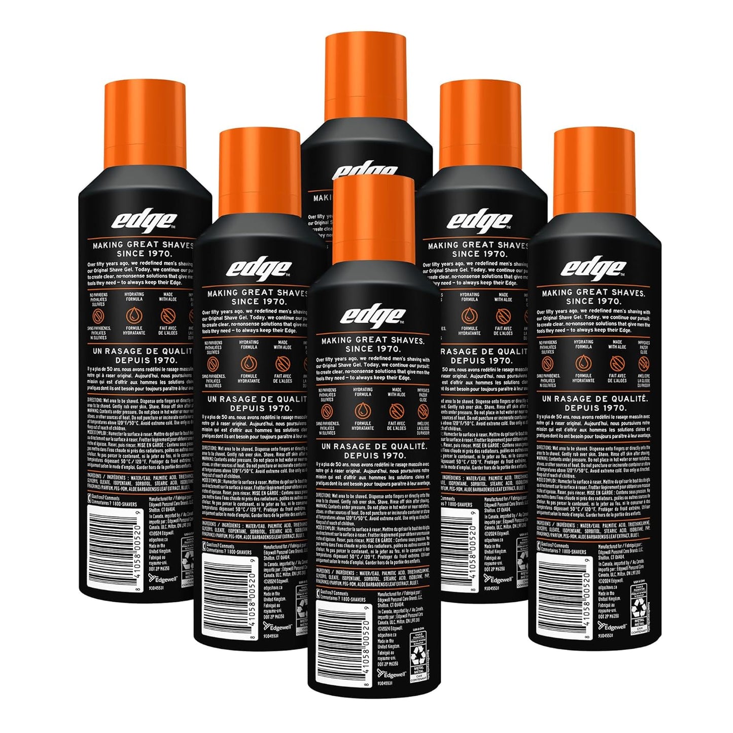 Edge Gel de afeitado para hombres, piel sensible con aloe, (paquete...