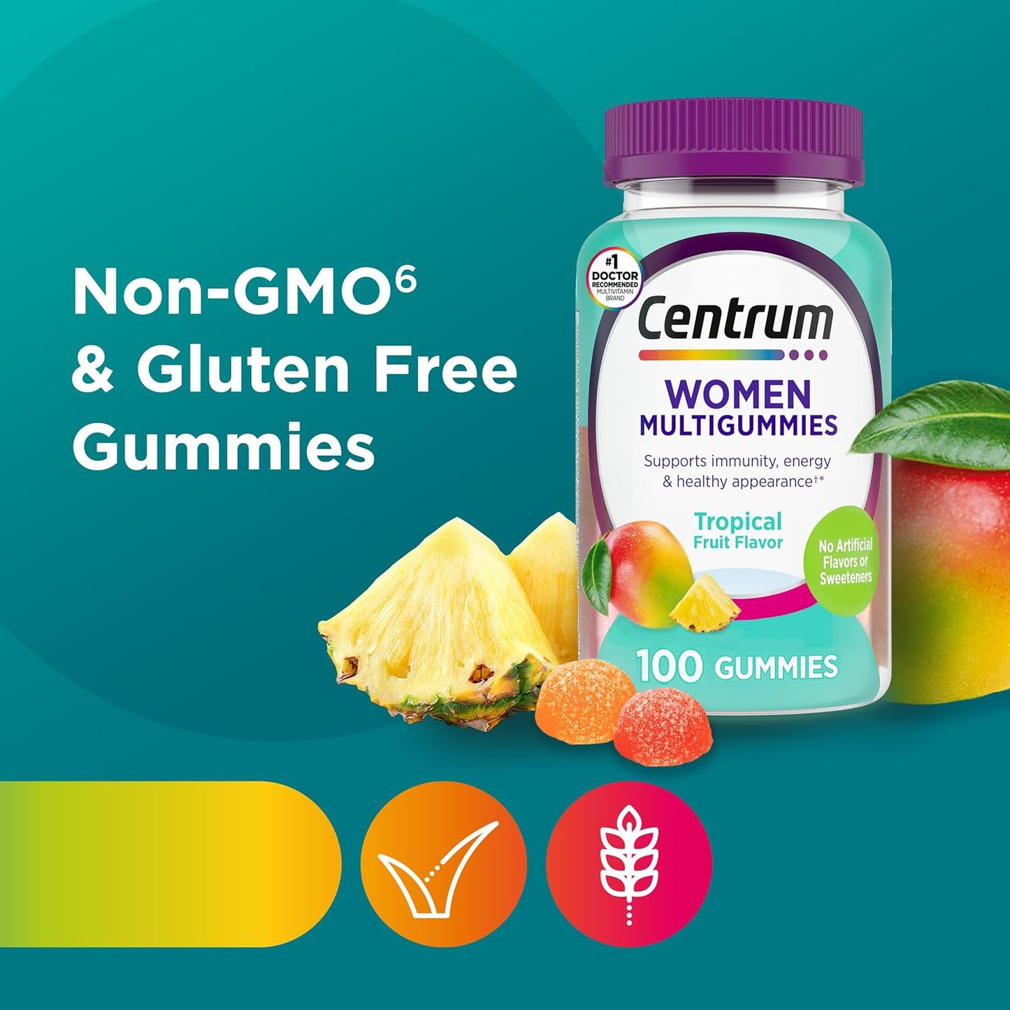 Centrum Gomitas Multivitamínicas para Mujeres, Apoyo Inmune, Energí...