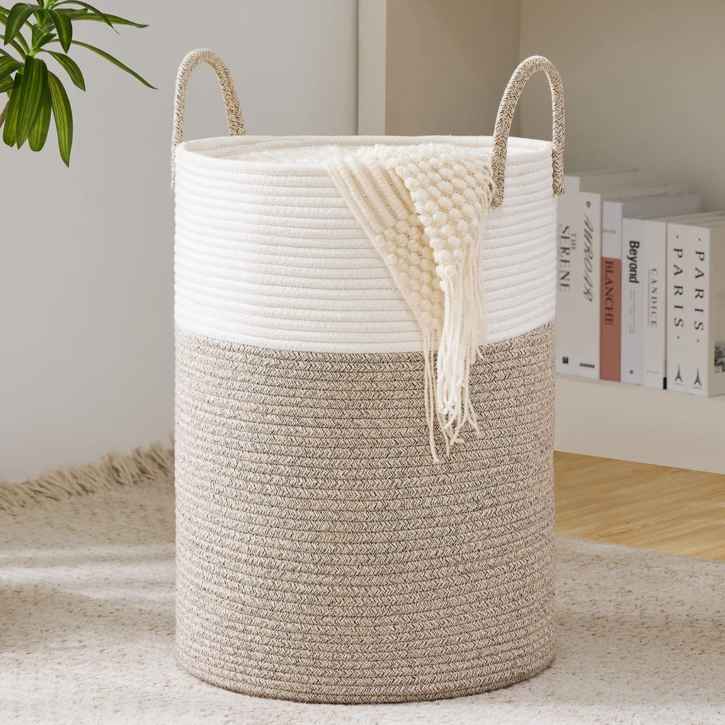 YOUDENOVA - Cesta de cuerda tejida para lavandería, 58L, cesta alta...