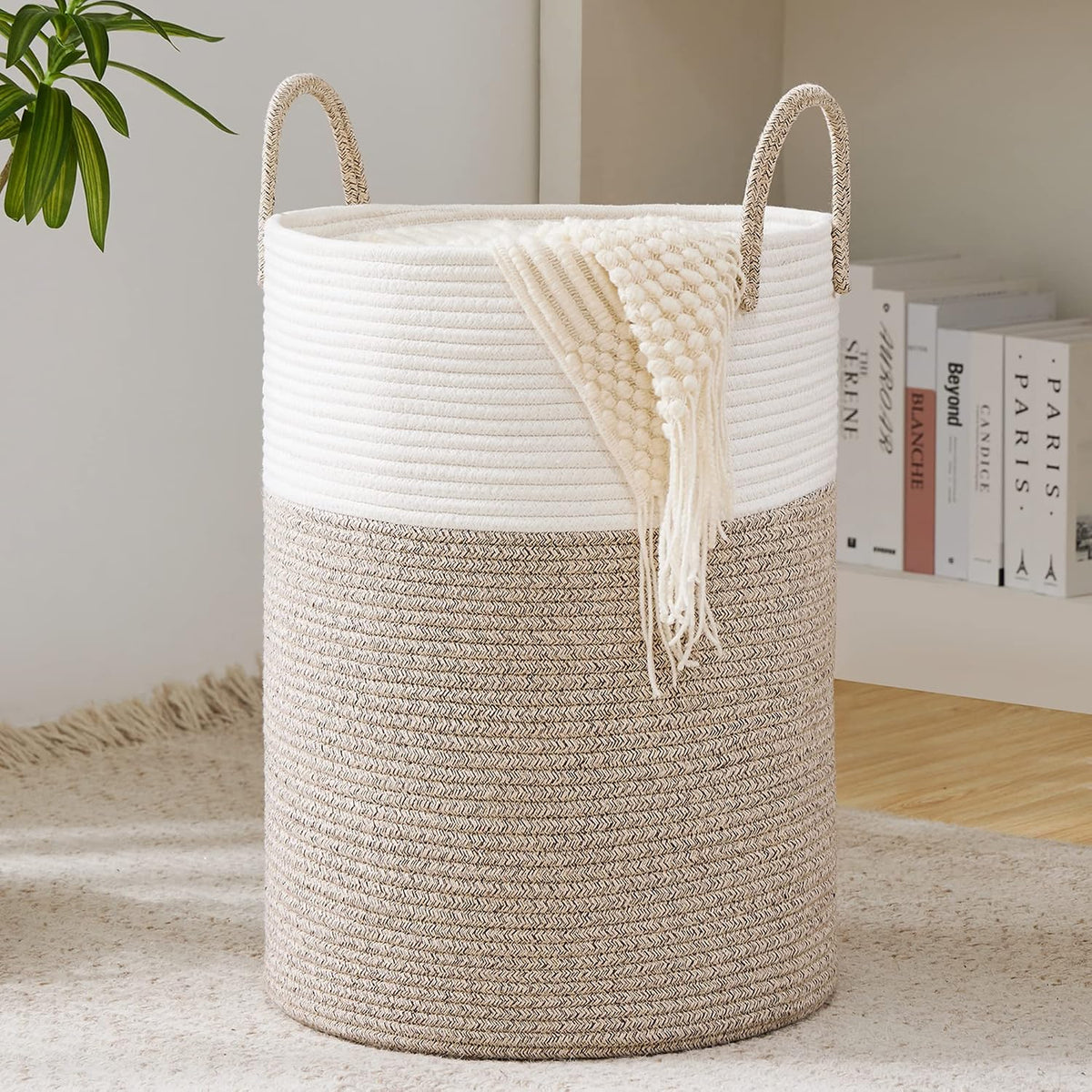 YOUDENOVA - Cesta de cuerda tejida para lavandería, 58L, cesta alta...