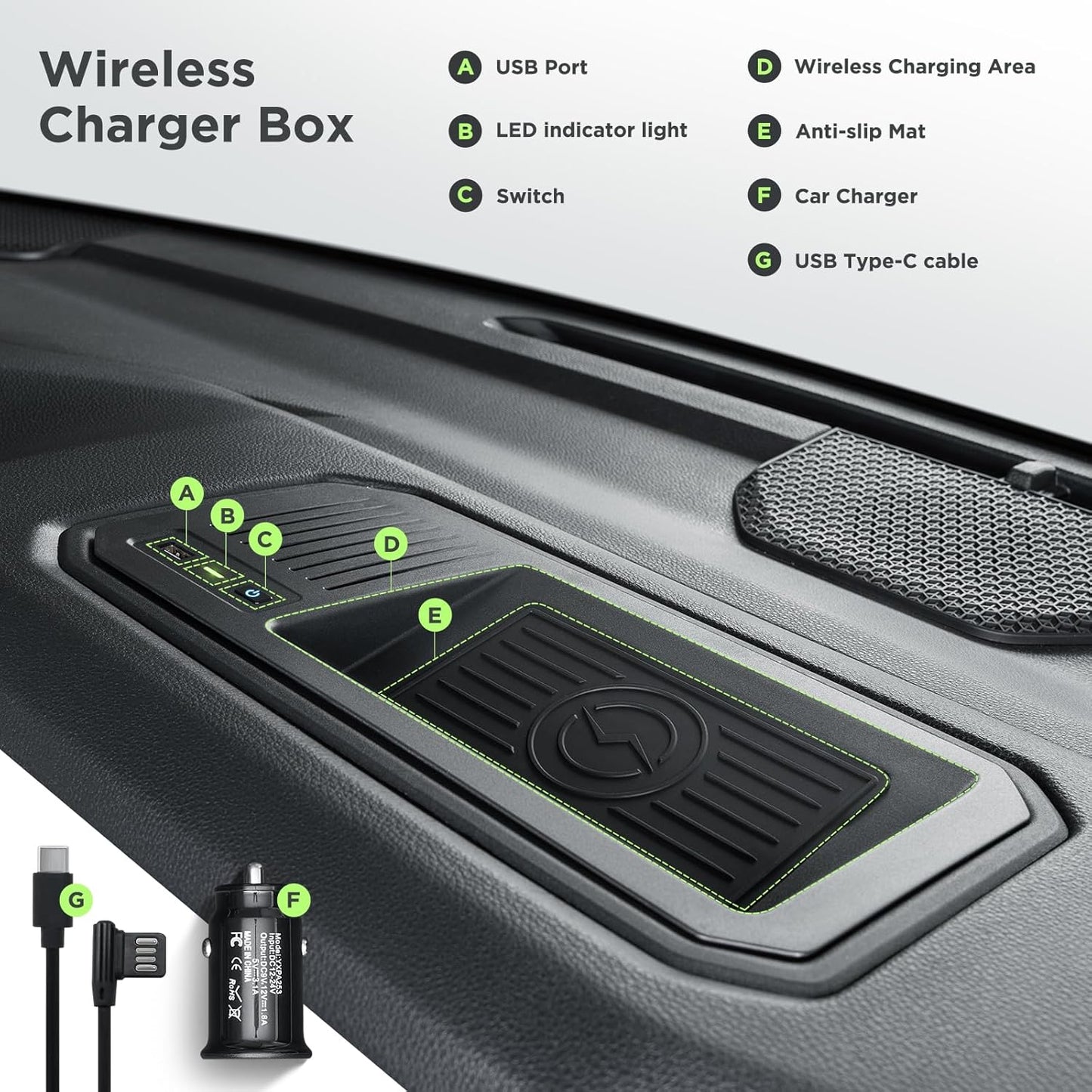 Cargador inalámbrico para Toyota Tundra 2022-2025 2026, ajuste personalizado OEM con puerto USB, almohadilla de carga inalámbrica de teléfono para Tundra TRD Pro 1794 Edition Platinum SR SR5 Limited Interior Accesorios de automóvil