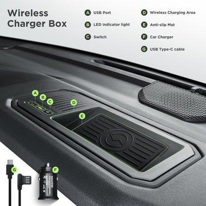 Cargador inalámbrico para Toyota Tundra 2022-2025 2026, ajuste personalizado OEM con puerto USB, almohadilla de carga inalámbrica de teléfono para Tundra TRD Pro 1794 Edition Platinum SR SR5 Limited Interior Accesorios de automóvil